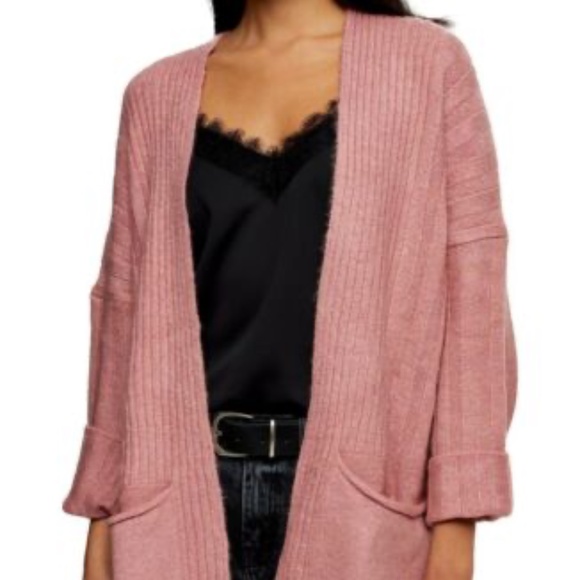 Topshop Sweaters - NEW TOPSHOP Long OPEN  Cardigan Rose MEDIUM 8-10 NWT TEXTURED SWEATER NWT